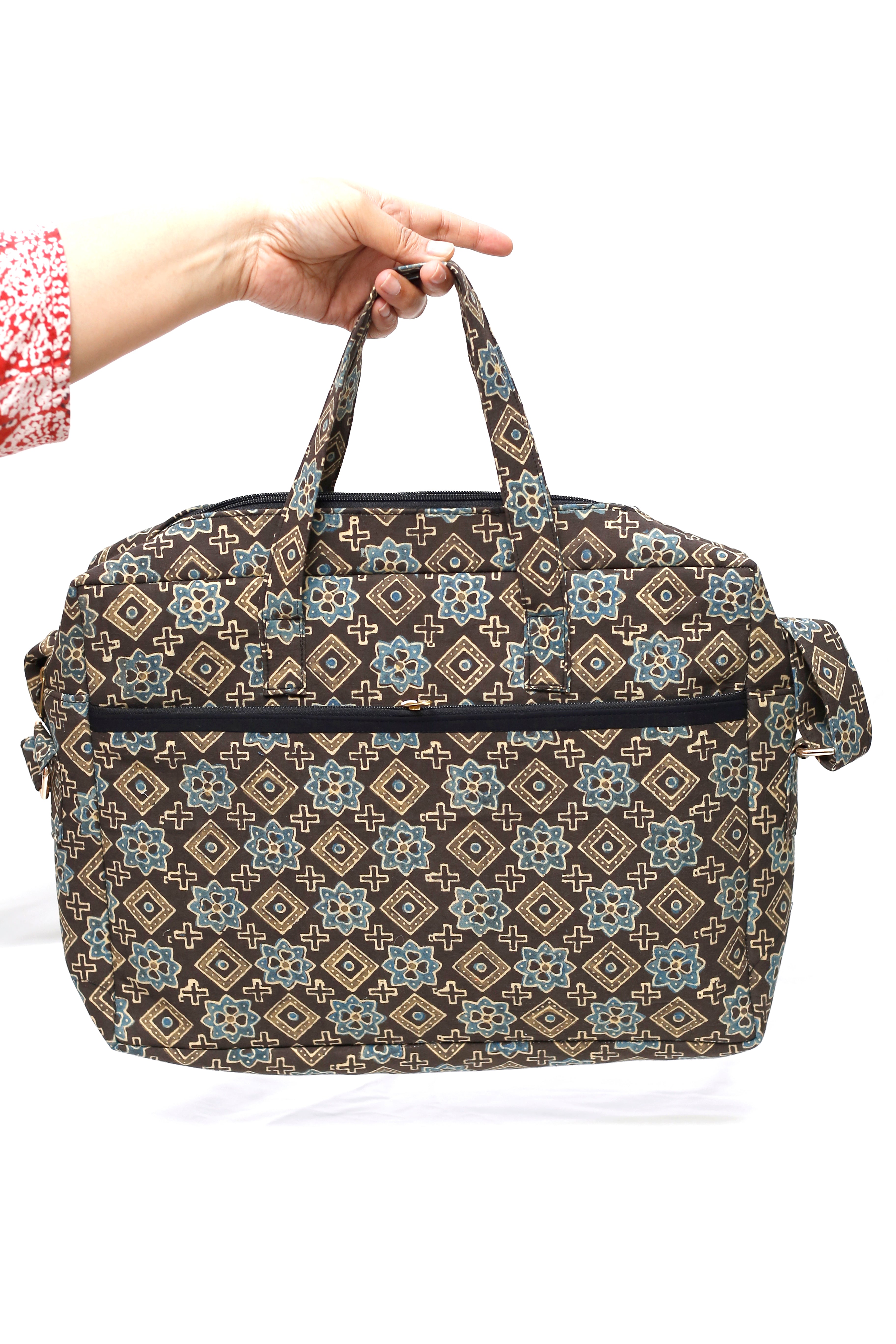 Brown Ajrakh Print Handcrafted Laptop Bag