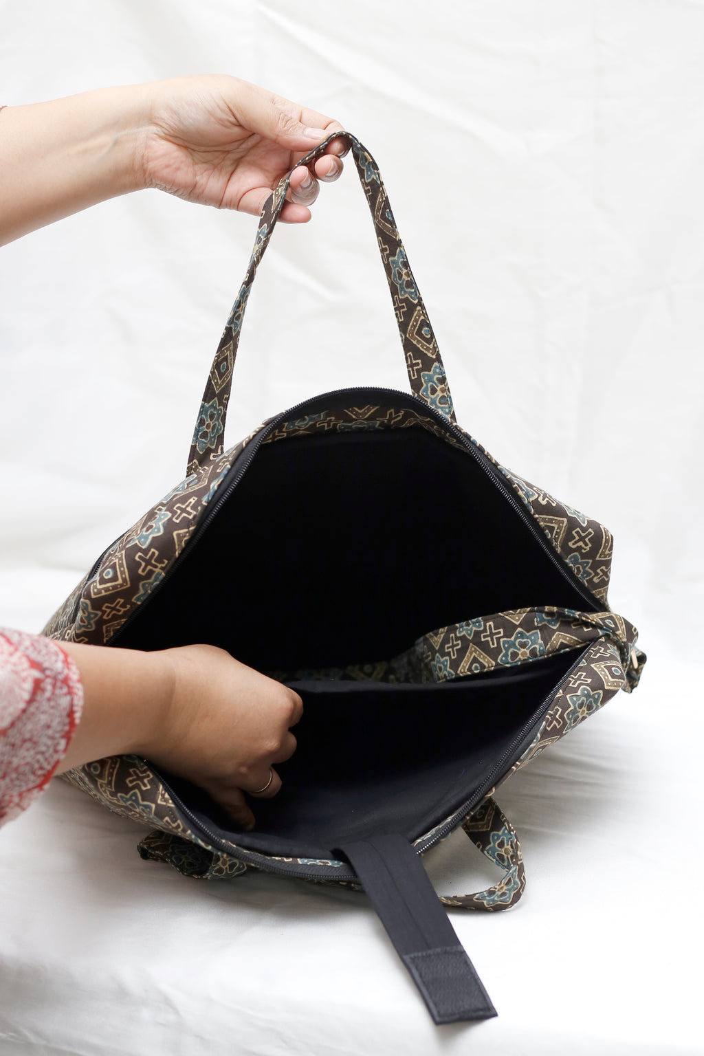 Brown Ajrakh Print Handcrafted Laptop Bag