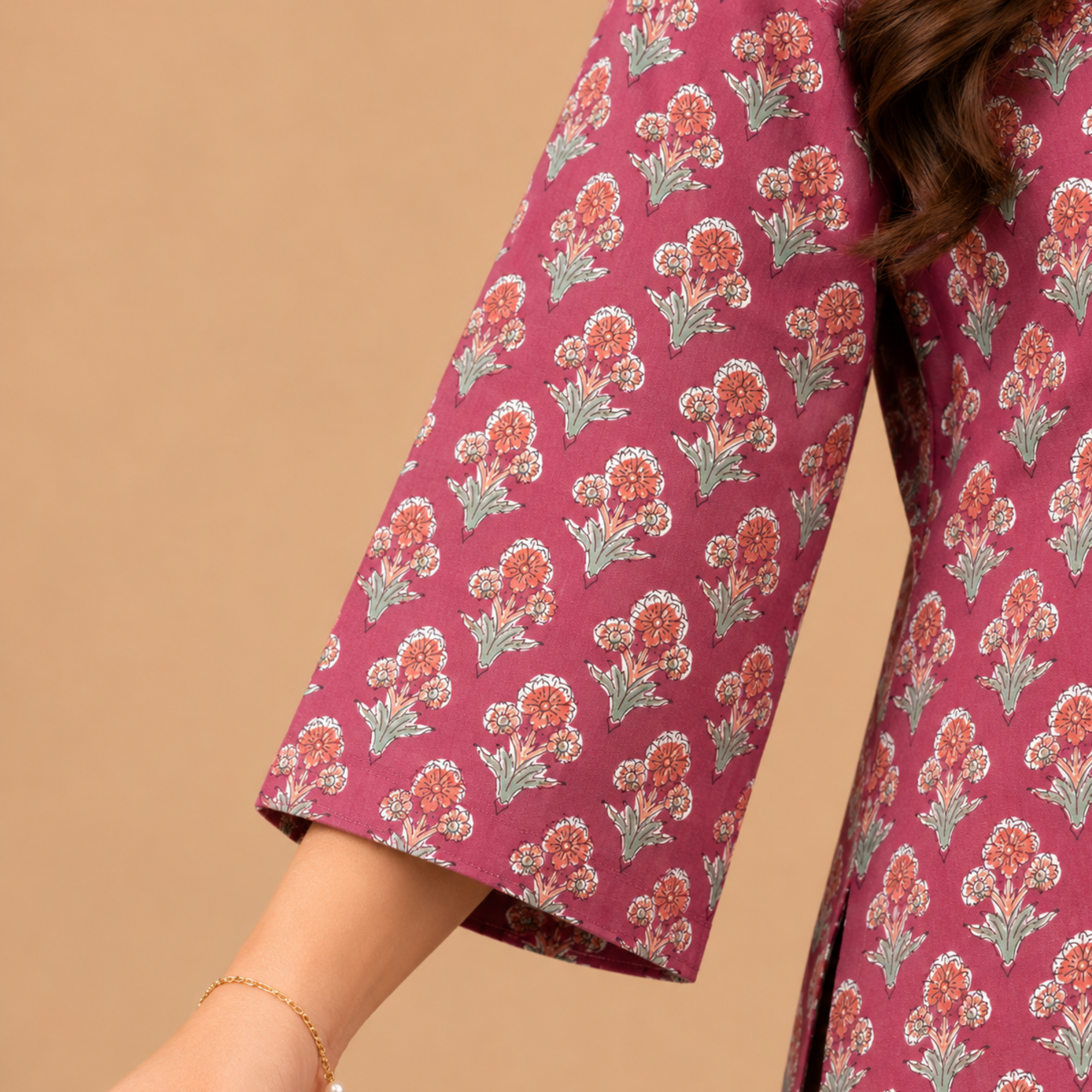 Dusty Rose Pink Handblock Print Top
