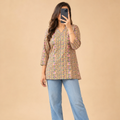 Multicoloured Beige Handblock Print Top