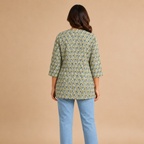 Green Handblock Print Top