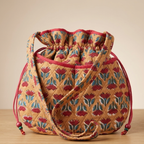 Yellow & Red Quilted Potli Bag