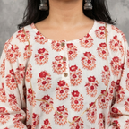 Cream Handblock Print Cotton Kurta