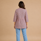 Peach Handblock Print Top