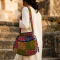 Multicoloured Ajrakh Drawstring Quilted Potli Bag