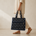 Dark Brown Handblock Print Tote Bag