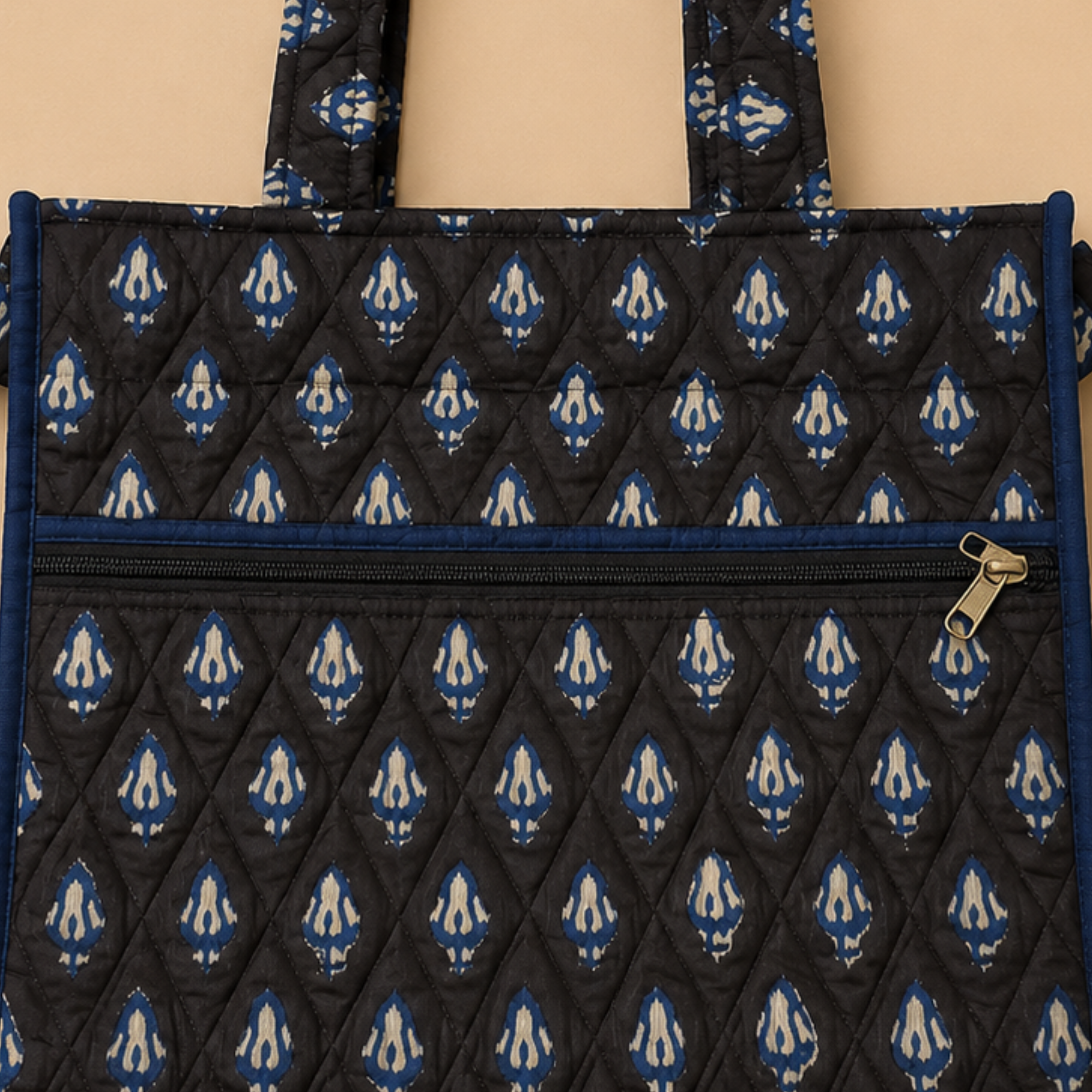 Dark Brown Handblock Print Tote Bag