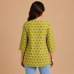 Lime Yellow Handblock Print Top