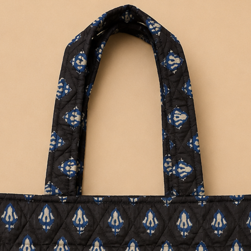 Dark Brown Handblock Print Tote Bag