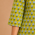 Lime Yellow Handblock Print Top
