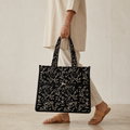 Black Handblock Print Tote Bag