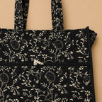 Black Handblock Print Tote Bag