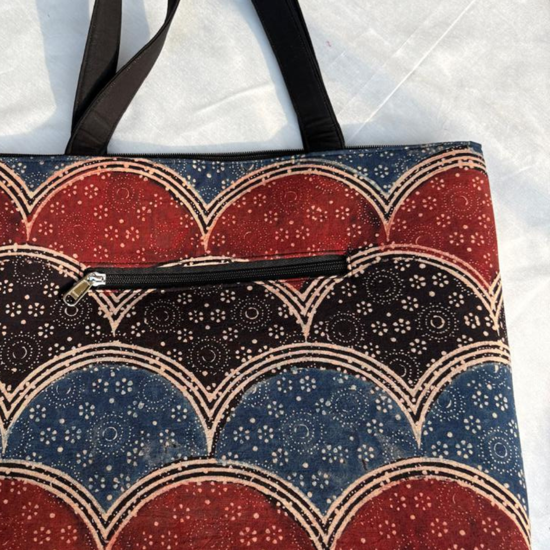 Maroon and Indigo Ajrakh Shoulder bag