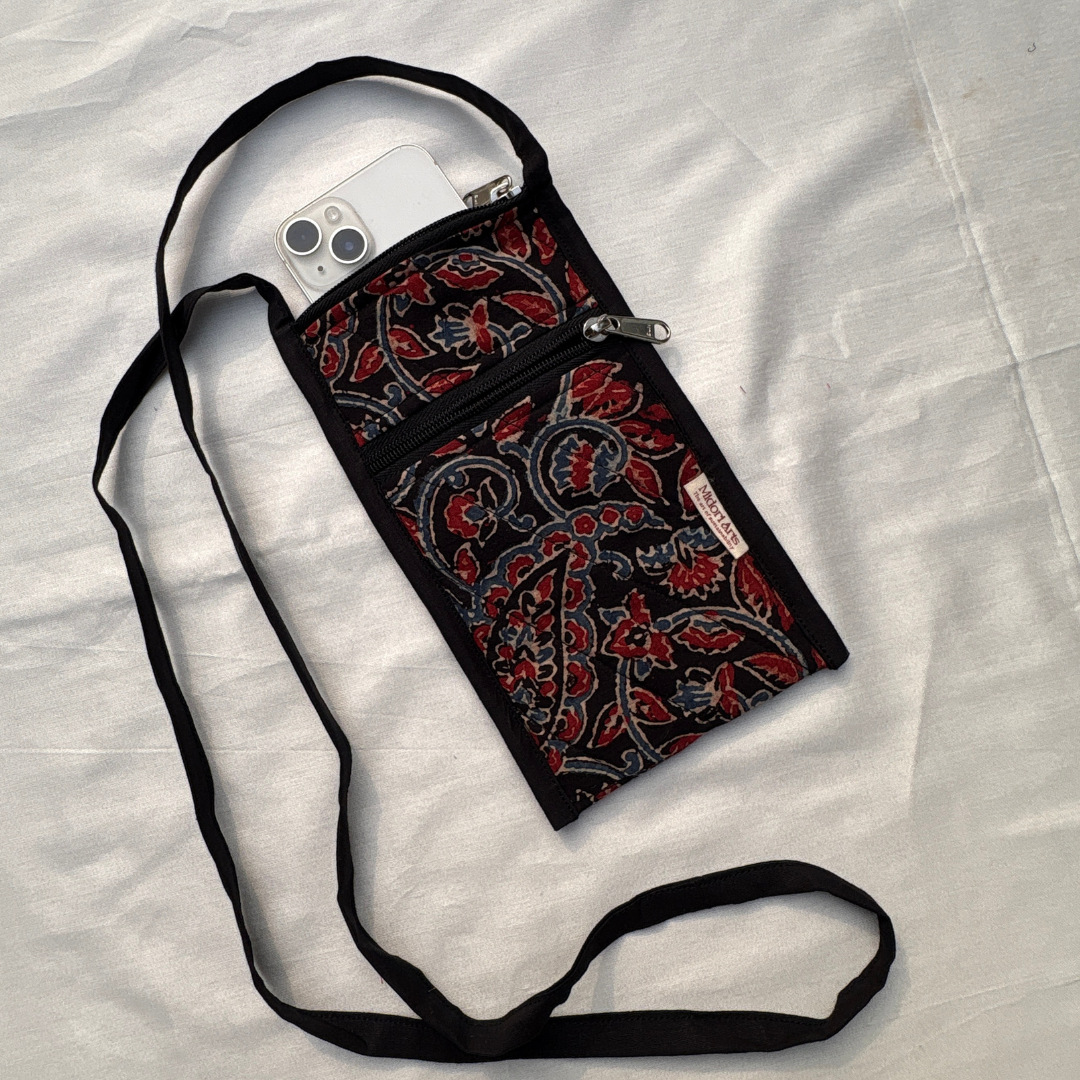 Black Ajrakh Quilted Sling Bag