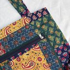 Multicoloured Ajrakh Handcrafted Quilted Tote Bag