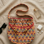 Yellow & Red Quilted Potli Bag