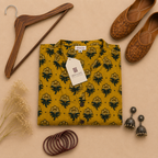 Mustard Ajrakh Print Cotton Kurta