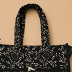 Black Handblock Print Tote Bag