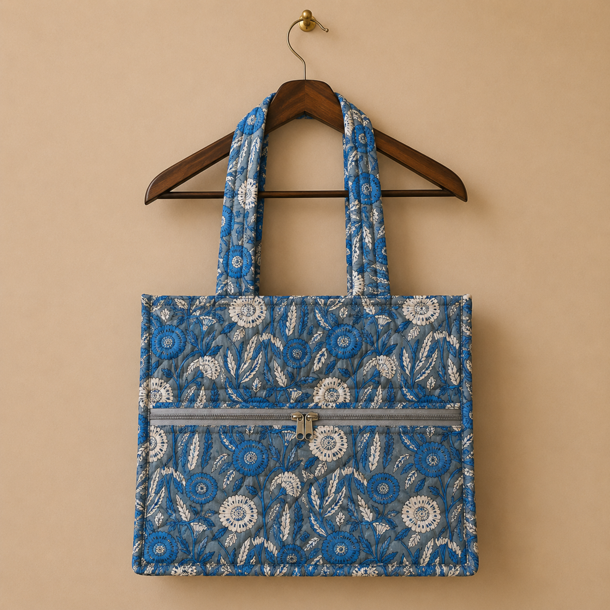 Blue  Handblock Print Tote Bag