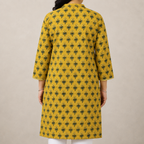 Mustard Ajrakh Print Cotton Kurta