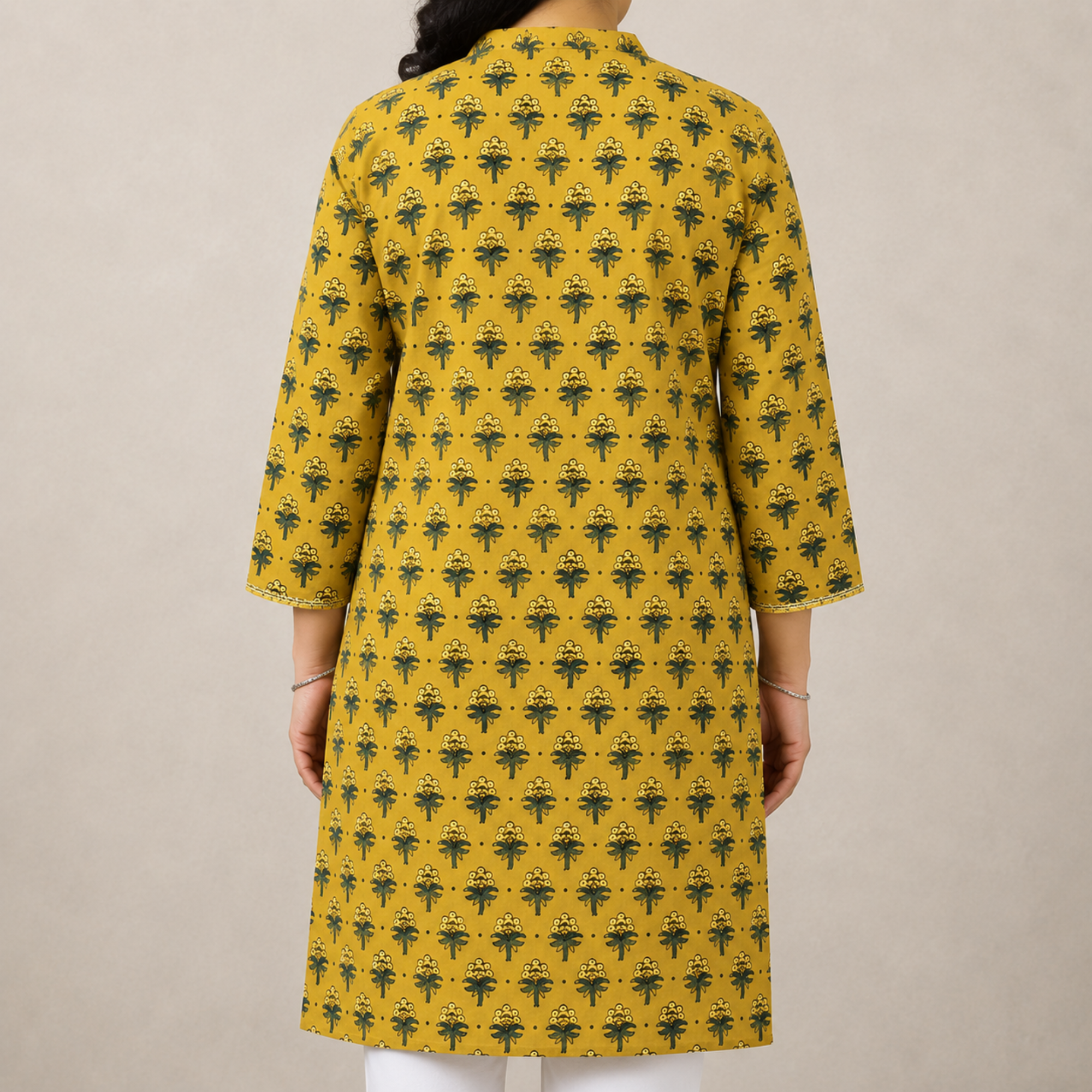 Mustard Ajrakh Print Cotton Kurta