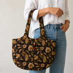 Brown Boat Curve Handcrafted Quilted Tote
