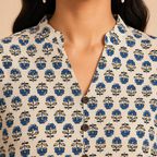 Off White Ajrakh Print Cotton Kurta