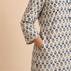 Off White Ajrakh Print Cotton Kurta