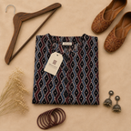 Black Ajrakh Print Cotton Kurta