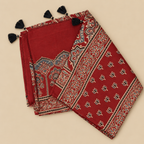 Stoles - Red Ajrakh Print Modal Silk Stole