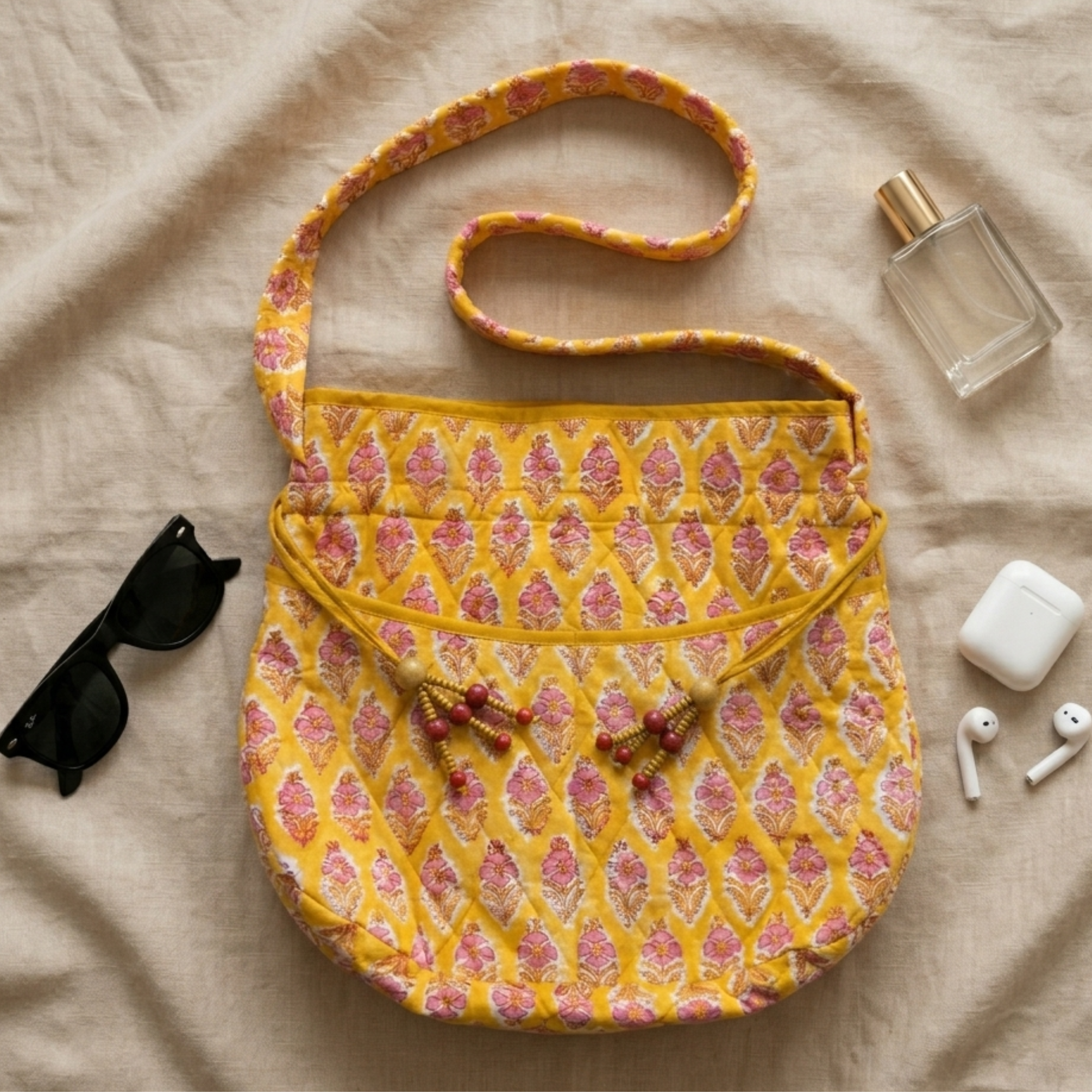 Yellow Quilted Potli Bag
