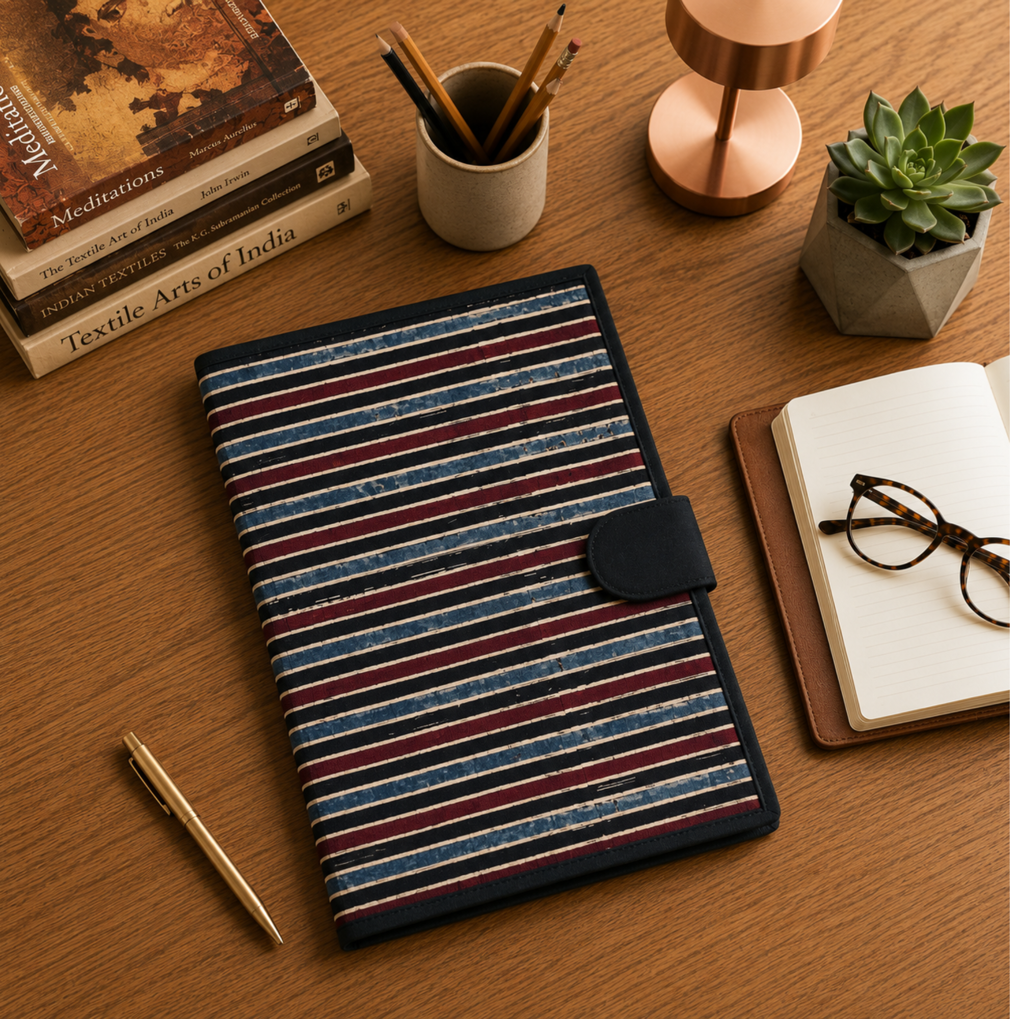 Handcrafted File Folder - Black Stripes