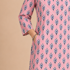 Pink Handblock Print Cotton Kurta