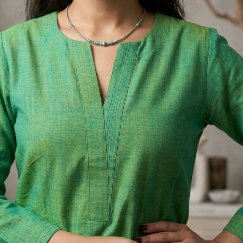 Green Handloom Cotton Kurta
