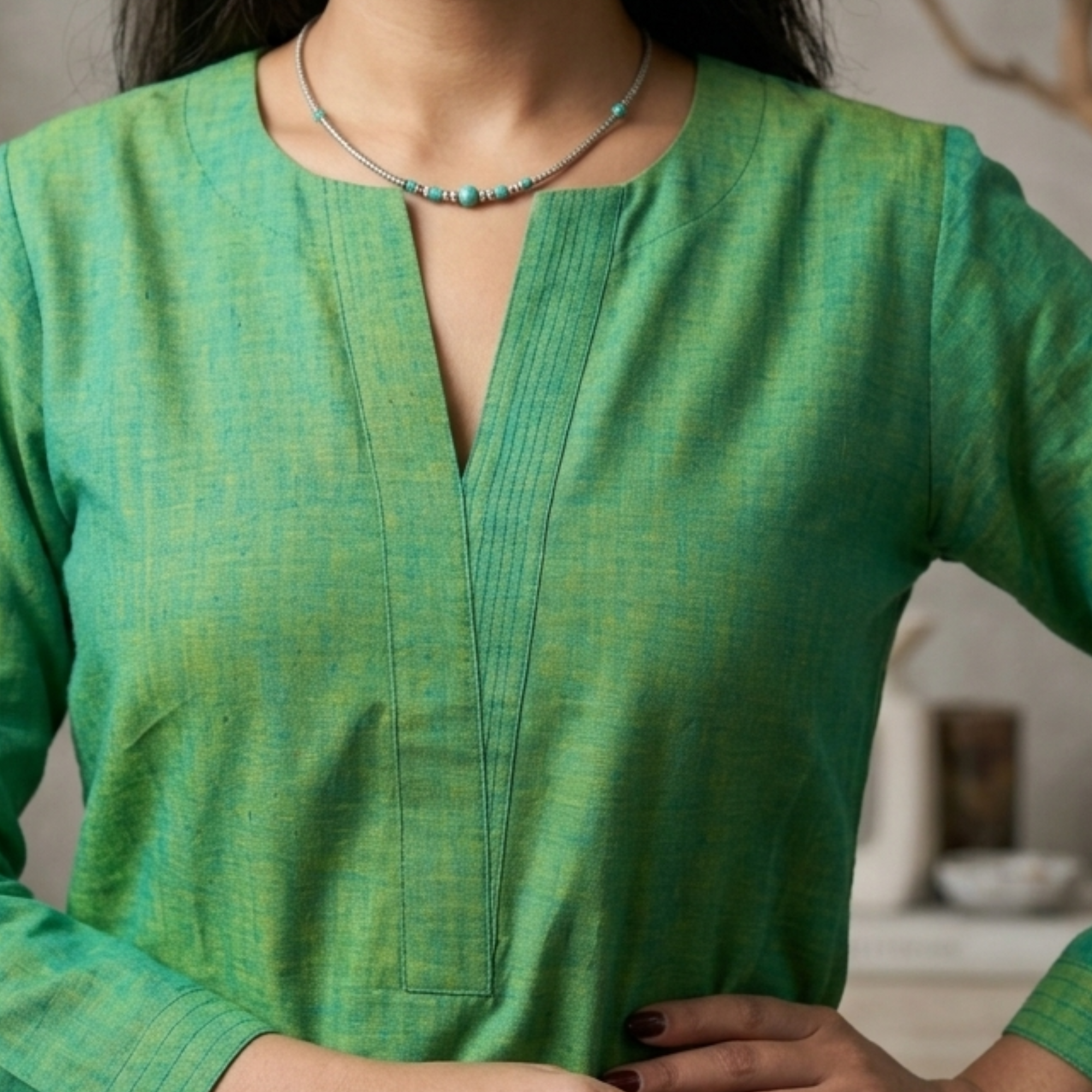 Green Handloom Cotton Kurta