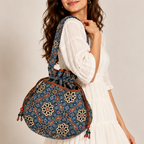 Indigo Ajrakh Quilted Potli Bag