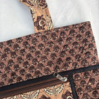 Brown Handblock Handcrafted Quilted Tote Bag