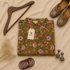 Mustard Handblock Print Cotton Kurta