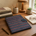 Handcrafted File Folder - Navy Blue Stripes