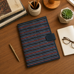Handcrafted File Folder - Navy Blue Stripes