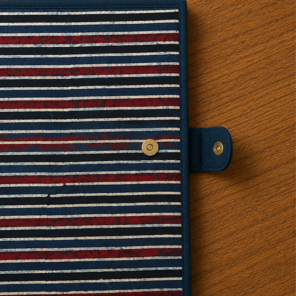Handcrafted File Folder - Navy Blue Stripes