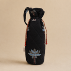 Black Handcrafted Block Print Quilted Bottle Cover