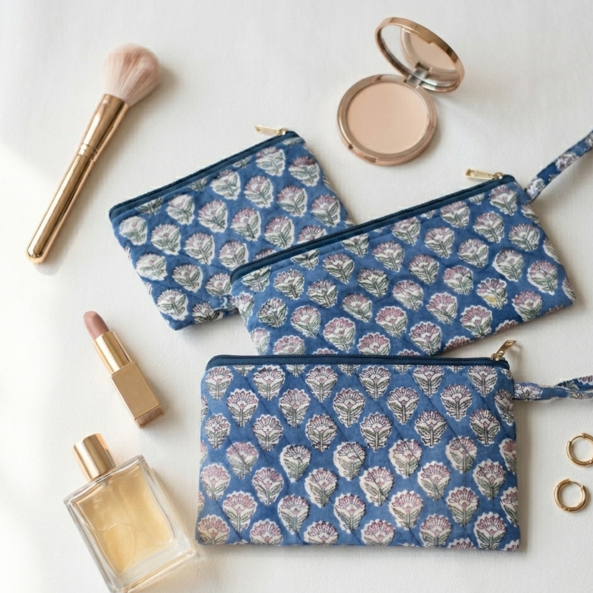 Blue Set of Three Multipurpose pouch