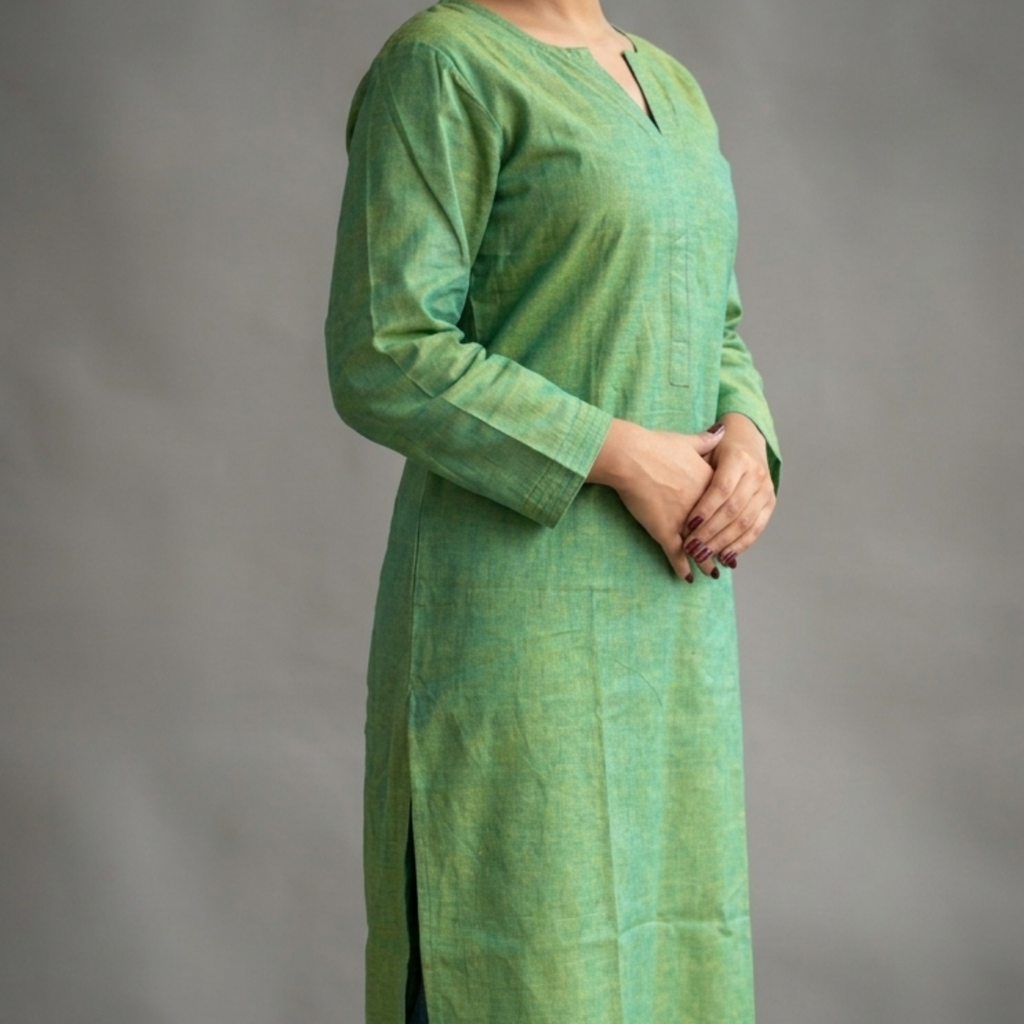 Green Handloom Cotton Kurta