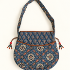 Indigo Ajrakh Quilted Potli Bag