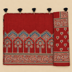 Stoles - Red Ajrakh Print Modal Silk Stole