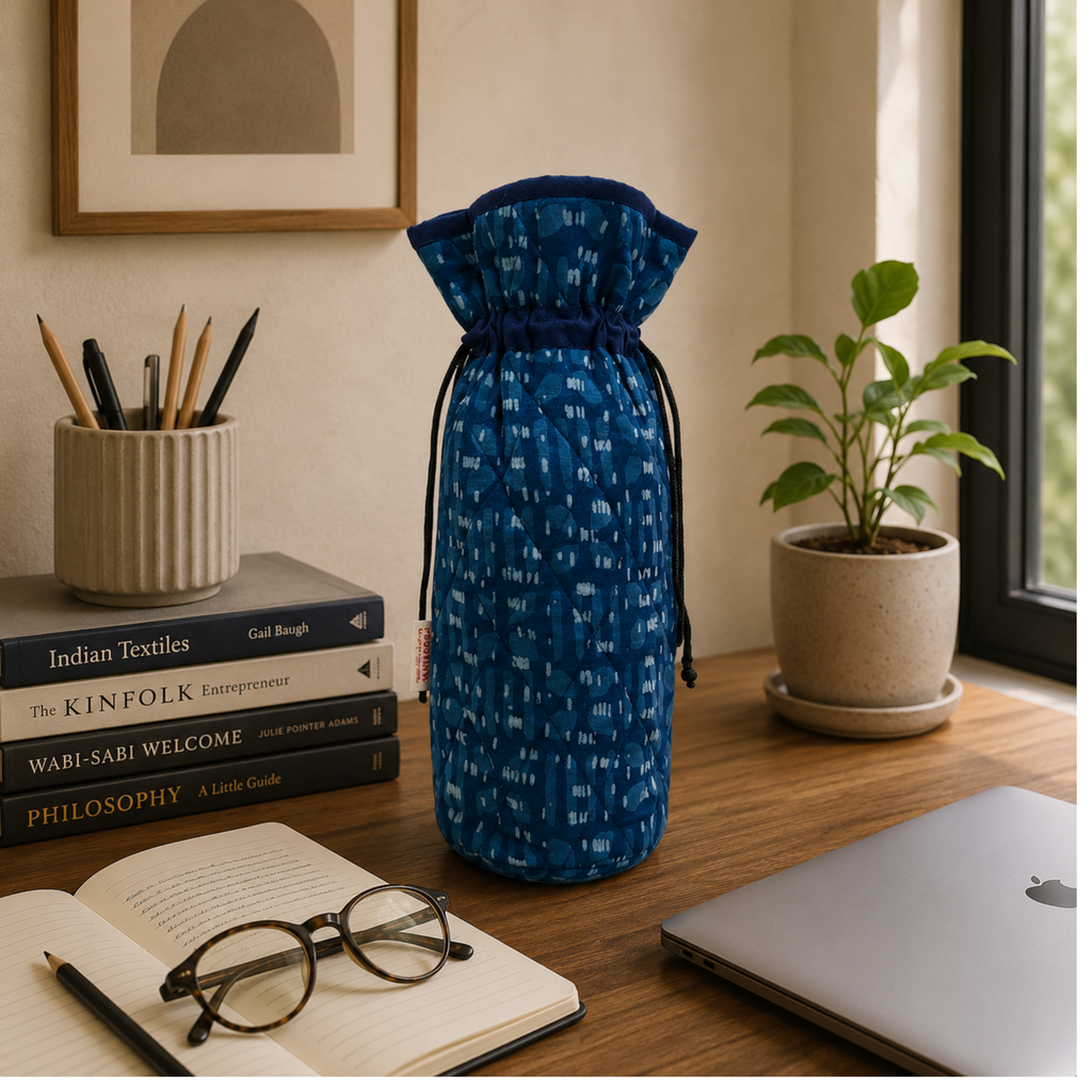 Blue Handcrafted Block Print Quilted Bottle Cover (Copy)