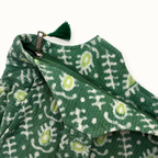 Green Handblock Boat Curve Quilted Tote