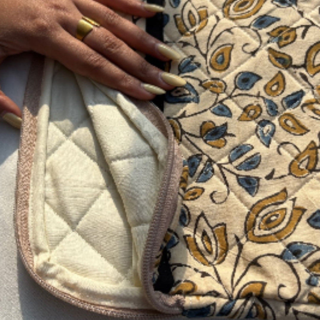 Floral Ajrakh Quilted Laptop Sleeve