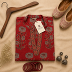 Maroon Ajrakh Print Cotton Kurta